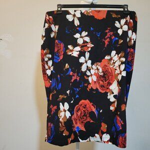 Jules & Leopold Ladies Floral Pencil Skirt with Red Roses, Size Large